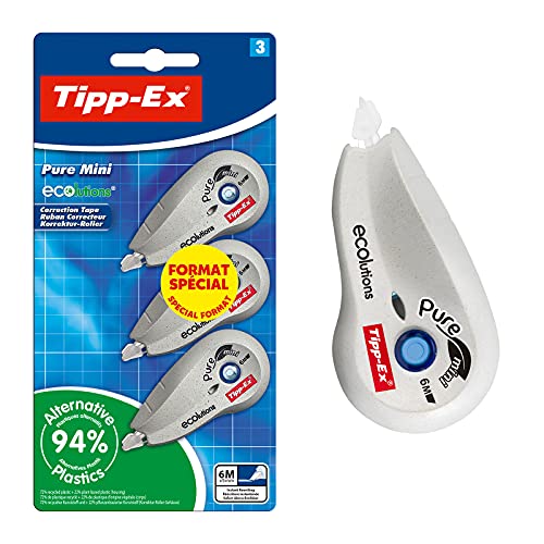 Tipp-Ex Pure Mini ECOlutions Korrekturbänder – 6 m x 5 mm, Sonderformat, 3 Stück von BIC