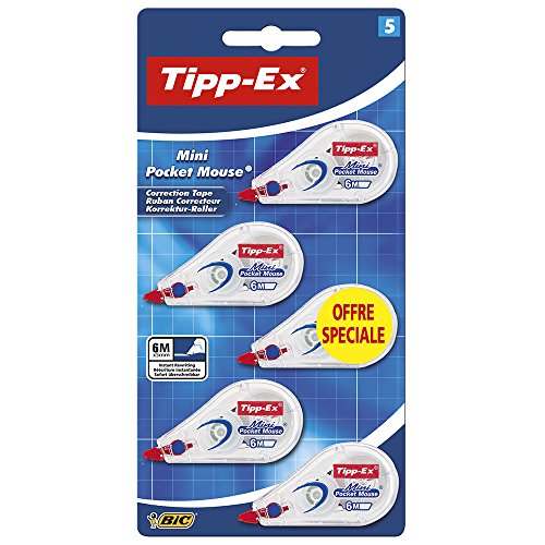 Tipp-Ex Mini Pocket Maus Korrekturroller, Blisterverpackung mit 5 Stück von BIC