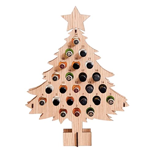 BICBLL Weihnachtsbaum Holz Adventskalender,Weihnachtsbaum Erwachsene Adventskalender/Feiertage Weinregal,24 Holz Countdown Weihnachtskalender Weinregal,Wein und Spirituosen Geschenke von BICBLL