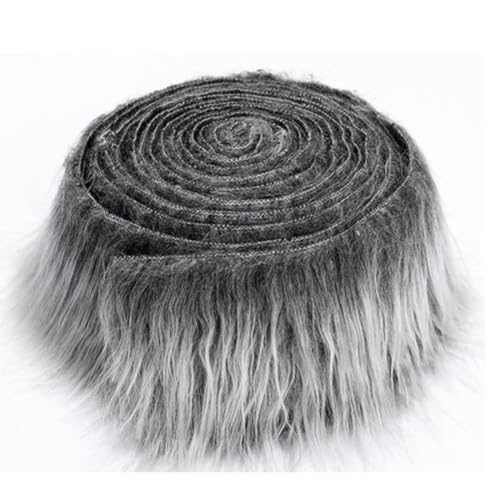 Furry Faux Craft Plüschstoff Kunstleder 1/4 Stücke Kunstfell zum Basteln Meterware 1.5M Plüsch Bänder zum Nähen Weihnachts fur GNOME Beard Santa Hair Dwarf DIY Dekoration (frostgrau,1 Pcs) von BICI