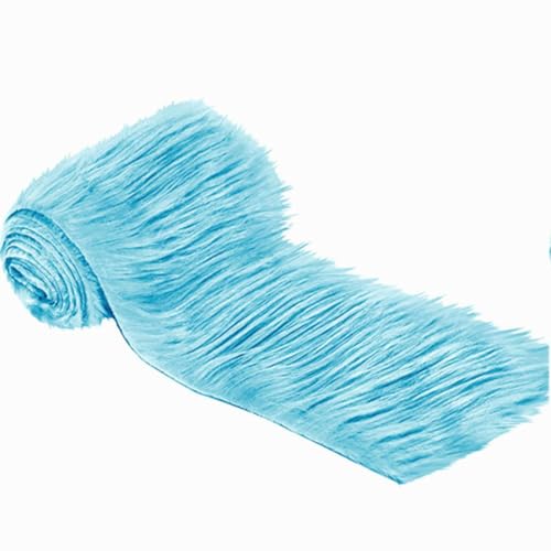 Furry Faux Precut Strips 2x60 Zoll Kunstfell Zum Basteln, Langhaarplüsch Zum Basteln, Kunstleder Plüsch Pelz Fell Stoff Fluffy Craft Plüschstoff Fur GNOME Beard Santa Hair (Blau,1 Pcs) von BICI