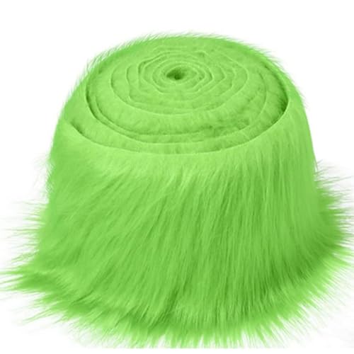 Furry Faux Precut Strips 2x60 Zoll Kunstfell Zum Basteln, Langhaarplüsch Zum Basteln, Kunstleder Plüsch Pelz Fell Stoff Fluffy Craft Plüschstoff Fur GNOME Beard Santa Hair (Grün,1 Pcs) von BICI