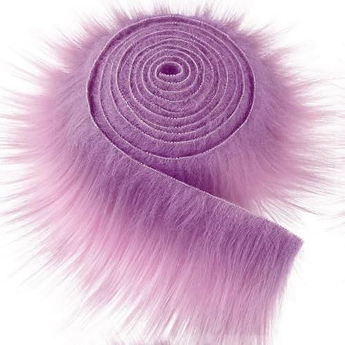 Furry Faux Precut Strips 2x60 Zoll Kunstfell Zum Basteln, Langhaarplüsch Zum Basteln, Kunstleder Plüsch Pelz Fell Stoff Fluffy Craft Plüschstoff Fur GNOME Beard Santa Hair (Lila,1 Pcs) von BICI