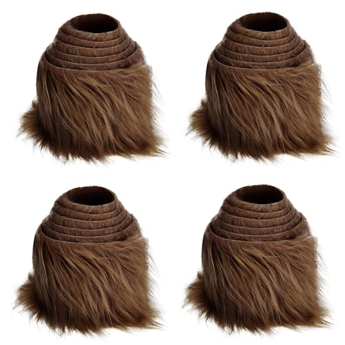 Furry Faux Precut Strips 2x60 Zoll Kunstfell Zum Basteln, Langhaarplüsch Zum Basteln, Kunstleder Plüsch Pelz Fell Stoff Fluffy Craft Plüschstoff Fur GNOME Beard Santa Hair (braun,4 Pcs) von BICI