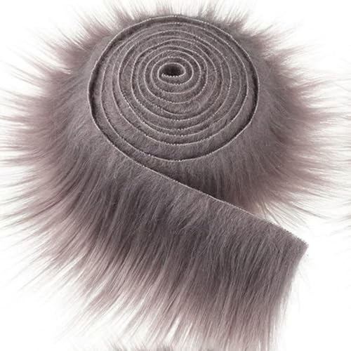 Furry Faux Precut Strips 2x60 Zoll Kunstfell Zum Basteln, Langhaarplüsch Zum Basteln, Kunstleder Plüsch Pelz Fell Stoff Fluffy Craft Plüschstoff Fur GNOME Beard Santa Hair (dunkelgrau,1 Pcs) von BICI