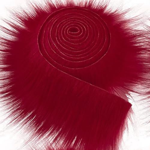 Furry Faux Precut Strips 2x60 Zoll Kunstleder Plüsch Weiß Pelz Fell Stoff Fluffy Craft Plüschstoff fur GNOME Beard Santa Hair Dwarf DIY Dekoration Kunstfell Basteln Weihnachts (Rot,1 Pcs) von BICI