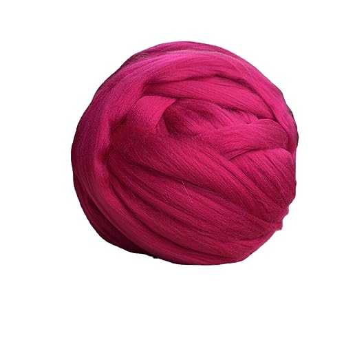 Sperrige Armstricken Wolle, Roving Garn zum Handstricken Häkeln, Grobe Isländische Wolle, Grobstrick Weiches Wollgarn, Dicke Wolle Garn für Decke Stricken (Rose Rot,500g) von BICI