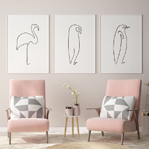 Pablo Picasso Tiere Print Poster Abstrakte Strichzeichnungen Vogel Pinguin Leinwand Malerei Skizzen Minimalistische Wandkunst Bilder 40x60cmx3 Rahmenlos von BIEMBI