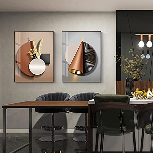 Schwarz Kupfer Geometrische Leinwand Poster Drucken Abstrakte Wandkunst Malerei Nordic Wohnzimmer Dekoration Bild Moderne Wohnkultur 60x80cmx2 Rahmenlos von BIEMBI