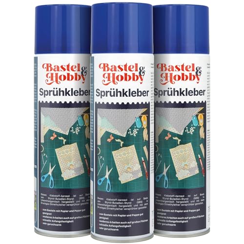 Bastelsprühkleber transparent 500ml Aerosol zum Basteln mit Holz, Papier, Pappe und Schaumstoff - Sprühkleber Stoff für Bastelarbeiten (3) von BIG DIFFERENCE