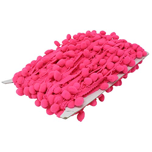 20 mm breite Bommelborte mit 10 mm Bommeln | Meterware | aus Polyester (NEON-Rosa) von BIG-SAM