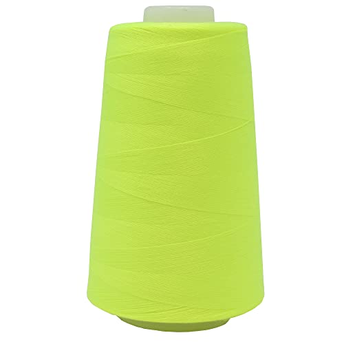 3000 Yard Overlock Nähgarn (ca. 2743.2m) - 40/2 aus 100% Polyester - Overlockgarn - 1745 NEON Gelb von BIG-SAM