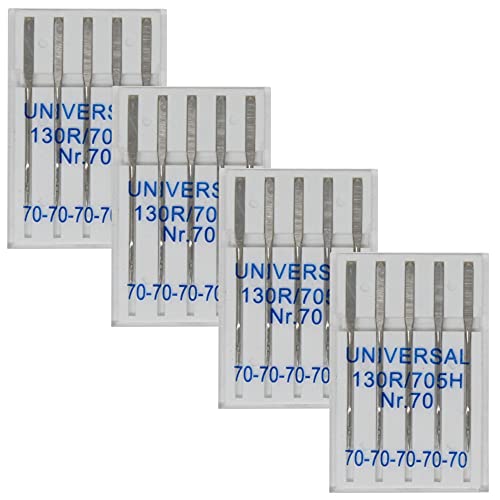 Nähmaschinennadeln Universal, 20 Nadeln Nm 70-130R/705H - geschliffener Flachkolben - Ideal für Webstoffe und die meisten Stoffarten, Futterstoffe (4x10013) von BIG-SAM