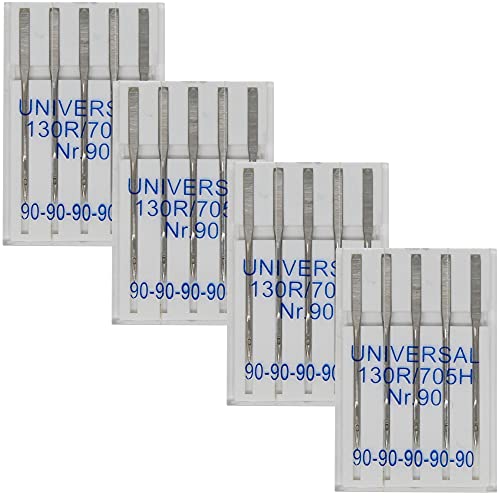 Nähmaschinennadeln Universal, 20 Nadeln Nm 90-130R/705H - geschliffener Flachkolben - Ideal für Webstoffe und die meisten Stoffarten, Futterstoffe (4x10015) von BIG-SAM