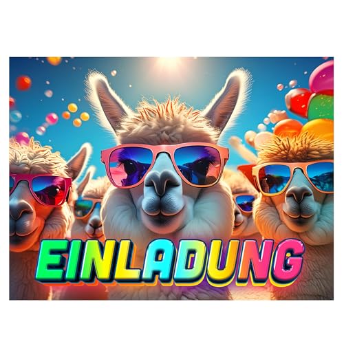 BIGADO 12x Einladungskarten Lama für Kinder Hochglanz Effekt Einladung Alpaka Kindergeburtstag einfach zu beschriften A6 Format Alpaka Einladungskarten Kindergeburtstag (Alpaka) von BIGADO