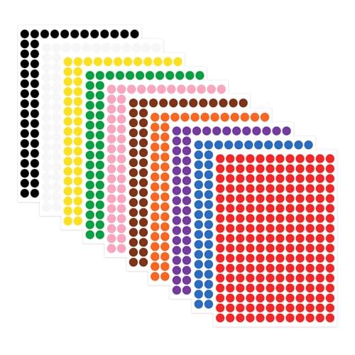 4080 Stück 10mm Klebepunkte Runde Punktaufkleber Etiketten Markierungspunkte - 10 Farben von BIGJIYU