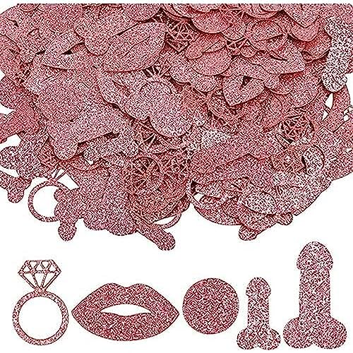 YOLOUP JGA Konfetti Rosegold Bride to be Streudeko glitzerndes Papier Konfetti lustige Party Dekoration für Junggesellinnenabschied wedding Damen Geburtstagsparty Deko (ca. 350 pcs,5 Stil) von YOLOUP