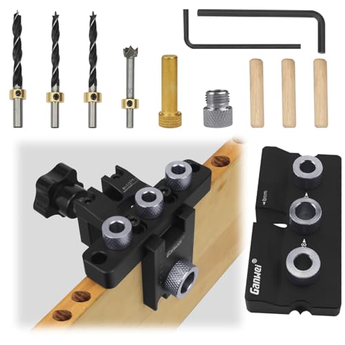 BIGP 3-in-1 Pocket Hole Jig Kit, Bohrschablone 8/10/15mm, Taschenloch Bohrschablone mit Positionierungsclip Einstellbare Bohrführung Puncher Locator, Tischlerwerkzeuge DIY von BIGP