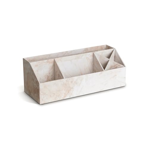 BIGSO BOX OF SWEDEN ELISA Schreibtisch Organizer mit 4 Fächern – Ordnungssystem für Zettel, Büroklammern, Stifte usw. – Sortierkasten aus Faserplatte und Papier – beige von BIGSO BOX OF SWEDEN