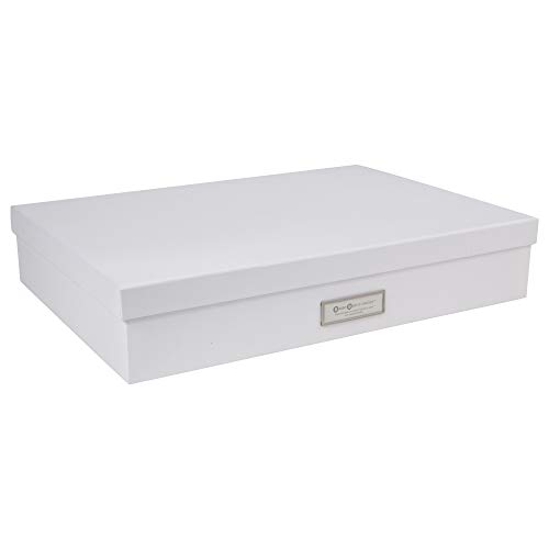 Bigso Box of Sweden SVERKER Dokumentenbox für Unterlagen im A3-Format – Schreibtischablage mit Deckel und Griff – Aufbewahrungsbox aus Faserplatte und Papier – weiß von BIGSO BOX OF SWEDEN