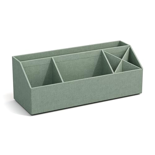 Bigso Box of Sweden ELISA Schreibtisch Organizer mit 4 Fächern – Ordnungssystem für Zettel, Büroklammern, Stifte usw. – Sortierkasten aus Faserplatte und Papier in Leinenoptik – mintgrün von BIGSO BOX OF SWEDEN