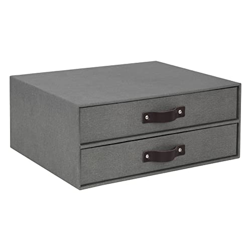 Bigso Box of Sweden Mini-Kommode für Dokumente und Büromaterial – Schreibtisch-Organizer mit 2 Schubladen – Aufbewahrungsbox mit Schubladen aus Holz und Papier – Grau von BIGSO BOX OF SWEDEN