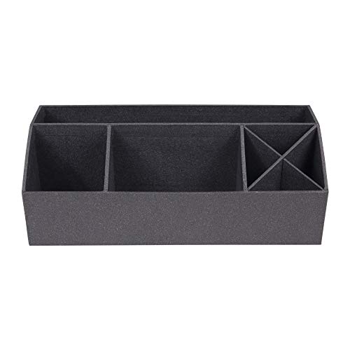 Bigso Box of Sweden Schreibtisch Organizer mit 4 Fächern – Ordnungssystem für Zettel, Büroklammern, Stifte usw. – Sortierkasten aus Faserplatte und Papier – Dunkelbraun von BIGSO BOX OF SWEDEN