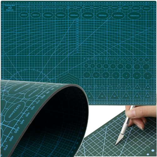 Schneidematte selbstheilend A2 4 mm 3-lagig beidseitig bedruckt Self Healing Sewing Mat Grün 24340 von BIGSTREN