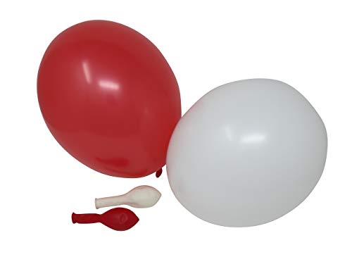 100 Luftballons je 50 rot & weiß Qualitätsballons 27 cm Ø (Standardgröße B85) von BIIOONES