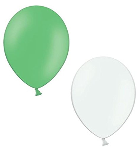 50 Luftballons je 25 grün & weiß Qualitätsballons 27 cm Ø (Standardgröße B85) von BIIOONES