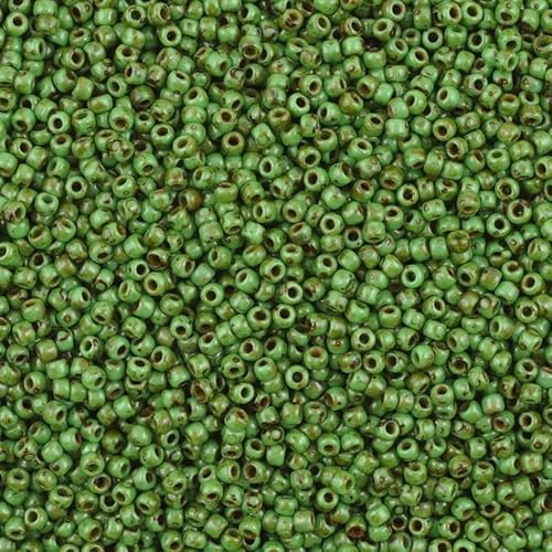 10 gramm TOHO Round Rocailles Seed Beads Japan 11/0 (2.2 mm) Hybrid Opaque Mint Green Picasso Y321 von BIJOUX COMPONENTS