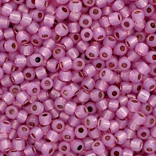 10 gramm TOHO Round Rocailles Seed Beads Japan 11/0 (2.2 mm) Permanent Finish Silver Lined Milky Electric PF2107 von BIJOUX COMPONENTS