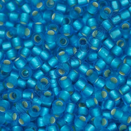 10 gramm TOHO Round Rocailles Seed Beads Japan 8/0 (3.1 mm) Silver Lined Frosted Dark Aqua 23BF von BIJOUX COMPONENTS