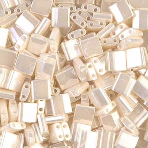 5 g Miyuki 2-hole Beads Japan Glass, size Tila 5 x 5 mm, Antique Ivory Pearl Ceylon # 0592 von BIJOUX COMPONENTS