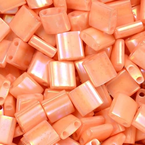 5 g Miyuki 2-hole Beads Japan Glass, size Tila 5 x 5 mm, Opaque Salmon Luster # 0596 von BIJOUX COMPONENTS