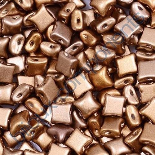 50 gramm WibeDuo Czech glass 2-hole Star beads 8 x 8 mm Copper 1610 von BIJOUX COMPONENTS