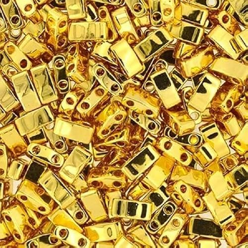 5g Miyuki halbe Tila -Perlen mit 24.000 Gold überzogen, 5x2.3 mm (coated with 24K gold) von BIJOUX COMPONENTS