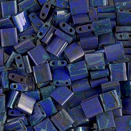 Miyuki Tila, Picasso Opaque Cobalt (#TL4518), size 5x5 mm, 5g von BIJOUX COMPONENTS