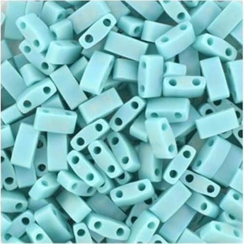 Miyuki Tila beads, Half Tila, Matte OPaque Turquoise AB (HTL412FR), size 5x2,3 mm, 5g von BIJOUX COMPONENTS