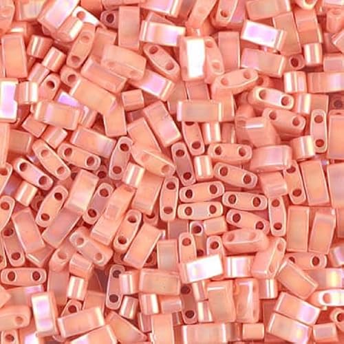 Miyuki Tila beads, Half Tila, Semi-matte Opaque Salmon (HTL596), size 5x2,3 mm, 5g von BIJOUX COMPONENTS