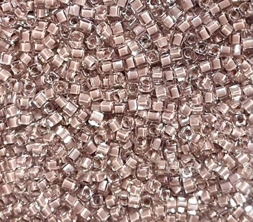 Miyuki square beads, Blush Lined Crystal (#0215), 1,8 mm/1 mm, 5 g von BIJOUX COMPONENTS