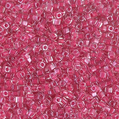 Miyuki square beads, Carnation Pink Lined Crystal (#0208), 1,8 mm/1 mm, 5 g von BIJOUX COMPONENTS