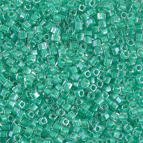 Miyuki square beads, Dark Mint Green Lined Crystal (#0219), 1,8 mm/1 mm, 5 g von BIJOUX COMPONENTS