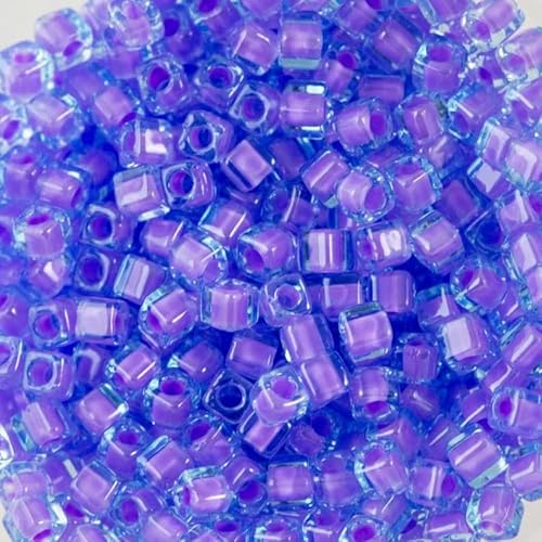 Miyuki square beads, Lilac Lined Aqua AB (#2640), 1,8 mm/1 mm, 5 g von BIJOUX COMPONENTS