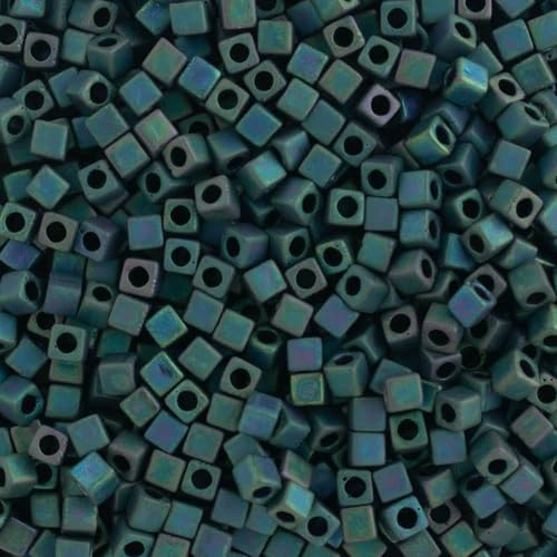 Miyuki square beads,Matte Metallic Blue Green (#2064), 1,8 mm/1 mm, 5 g von BIJOUX COMPONENTS