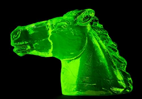 Unique uranium glass hand made decoration - horse, size 150x50x95mm, Czech Bohemian Glass, 1 pc von BIJOUX COMPONENTS