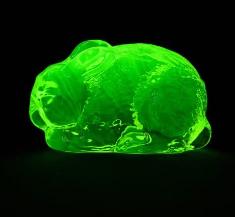 Unique uranium glass hand made decoration - rabbit, size 75x35x40mm, Czech Bohemian Glass, 1 pc von BIJOUX COMPONENTS