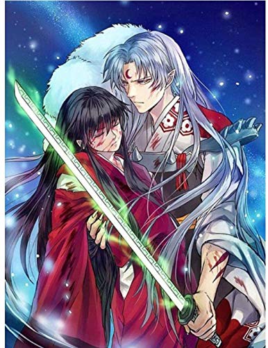 BILIVAN 5D DIY Animation Diamond Painting Inuyasha Bilder Diamant Stickerei Full Round Drill Cross Stitch Home Decor (20 x 30 cm) von BILIVAN