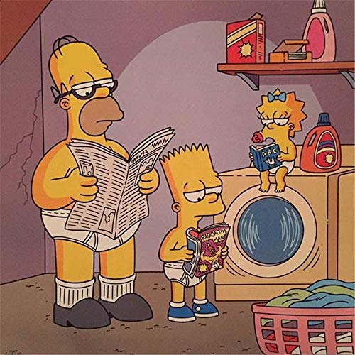 BILIVAN 5D DIY Full Diamond Painting Cartoon Bild The Simpsons Kreuzstich Diamant Kit Harz Strass Diamant Modern Home Dekoration (30 x 40 cm) von BILIVAN