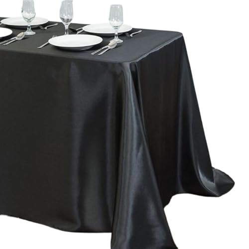 BINFC Tischdecke 10 Stück rechteckige Satin-Tischdecke for Party, Heimdekoration, Bankett, Hochzeit, Tischdecke Tischwäsche(Black,145x220cm) von BINFC